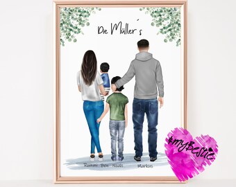 Family picture personalized, family poster, personalized gift family, gift birthday mom dad husband wife, family poster, F30