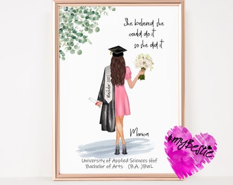 Graduation gift personalized, Bachelor Master graduate gift, graduation gift high school daughter sister, girlfriend graduation