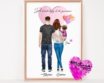 Family picture personalized, family poster personalized | Gift idea for wife, husband, birthday, Christmas, anniversary, F32