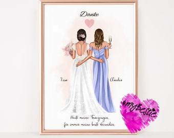 Thank you maid of honor and bride picture, will you be my maid of honor, wedding girlfriend gift, bridesmaid thank you maid of honor ask,#HZ8