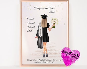 Graduation gift personalized, Bachelor Master graduate gift, graduation gift daughter sister, girlfriend graduation, #GD10