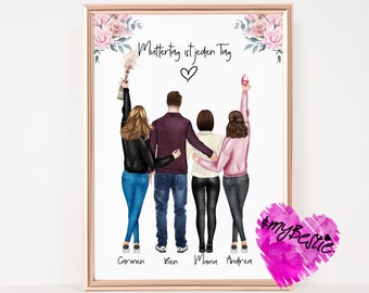 Family picture personalized as a Mother's Day gift Father's Day gift, personalized picture for mom and dad | Birthday gift | #FE16