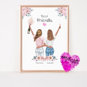 Gift Best Friend, Personalized Gift Girlfriend, Best Friend Gift Birthday Gift, Girlfriends Poster Picture, #B39