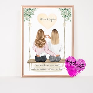 Personalized girlfriends picture, birthday gift for best friend sister, best friend gift poster, BFF picture, #B68