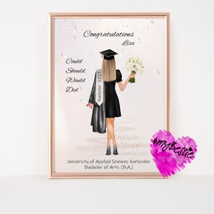 Graduierung Geschenk personalisiert, Bachelor Master Absolventin Geschenk, Abschlussgeschenk Tochter Schwester, Freundin Graduation,#GD10