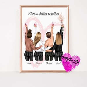Photo personnalisée de meilleure amie, cadeau d'anniversaire personnalisé pour petite amie, cadeau pour 4 amis, affiche de meilleure amie, #G97