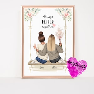 Beste Freundin Geschenk Bild Personalisiert, Freundinnen Geschenk, Freundin Geschenk  Geburtstag Poster, Freundinnen Bild  Geschenk,  #B82