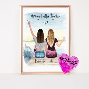 Cadeau personnalisé pour petite amie, cadeau pour meilleure amie, cadeau d'anniversaire pour petite amie, sœur, portrait personnalisé, #B57