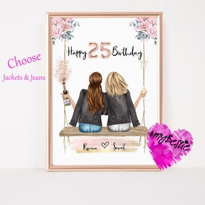 Best friend gift picture personalized, gift best friend, girlfriend picture, friend gift birthday poster, BFF picture, #B40