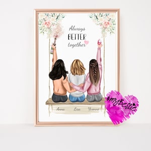 Freundinnen Geschenk 30 40 Geburtstag Poster,  Beste Freundin Geschenk, Freundinnen Bild personalisiert, Freundin Geschenk Bild, BFF, #G86