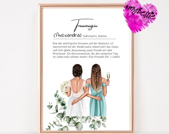 Regalo de dama de honor personalizado | Póster Definición Dama de Honor | Regalo de cumpleaños | Regalo de Navidad | gracias dama de honor