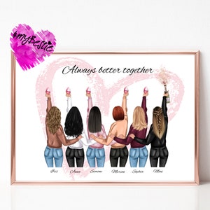 Vriendinnen cadeau gepersonaliseerd verjaardag, beste vriendin cadeau, vriendinnen foto, 6 vriendinnen poster, BFF foto, aangepaste print #G91