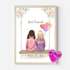 Mejores amigos niños | Regalo personalizado para novias | Regalo de cumpleaños para niños | Idea de regalo mejor amigo adolescente en columpio