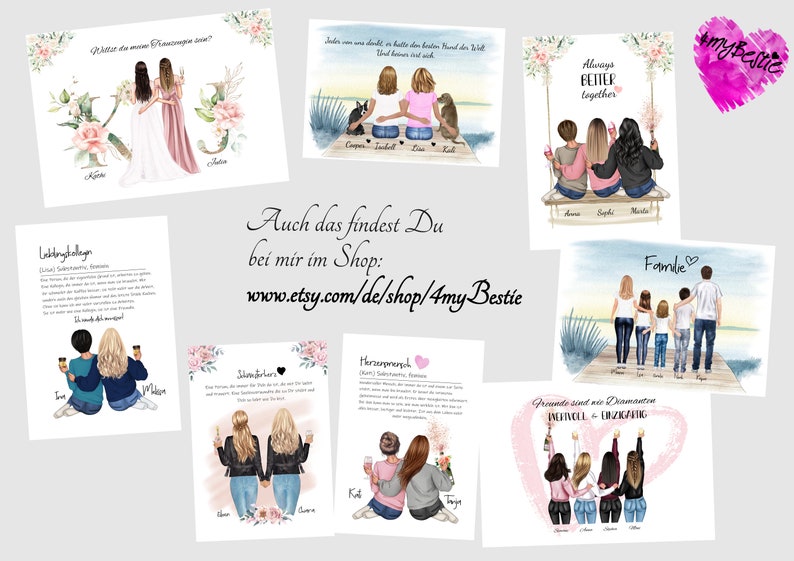 Geschenk für die beste Freundin personalisiert Beste Freundinnen Poster Geburstagsgeschenk Bild Freundinnen DIGITAL BFF Bild 10