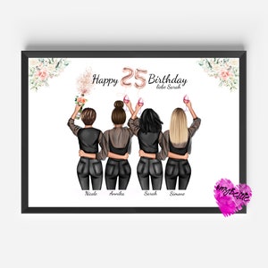 Gift for the best friend personalized | best friends poster | birthday gift | 4 friends picture | Christmas gift