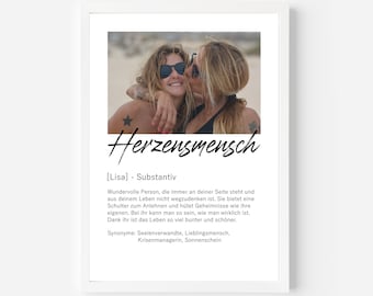Heart person photo poster personalizable Best friend gift Personalizable picture with photo Friendship