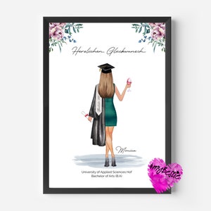 Afstudeercadeau gepersonaliseerd | Afstudeercadeau | Afstudeercadeaus voor dochter | Abitur gehaald | Bachelor Master Afstudeercadeau