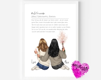Freundinnen Geschenk Geburtstag | Beste Freundin Geschenk Poster | Weihnachtsgeschenk Freundin | Freundinnen Bild mit Definitionstext