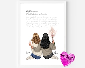 Birthday gift for friends | Best friend gift poster | Christmas gift for girlfriend | Friends picture with definition text