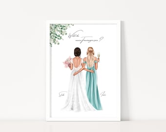 Maid of Honor Questions | Will you be my maid of honor? | Wedding | Maid of Honor Gift Card | Digital Download | Personalized Poster