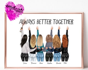 Best friend gift, gift picture 6 friends, gift birthday friend, gift friends Christmas personalized, #G88