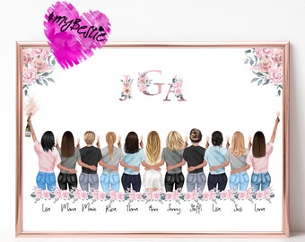 Personalized hen party poster, personalized hen party gift, Team Bride, Bachelorette Party, Bride Gift for Friends