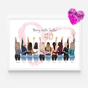 Girlfriends gift picture personalized | Best friends gift birthday Christmas | 10 BFF girlfriends poster personalized