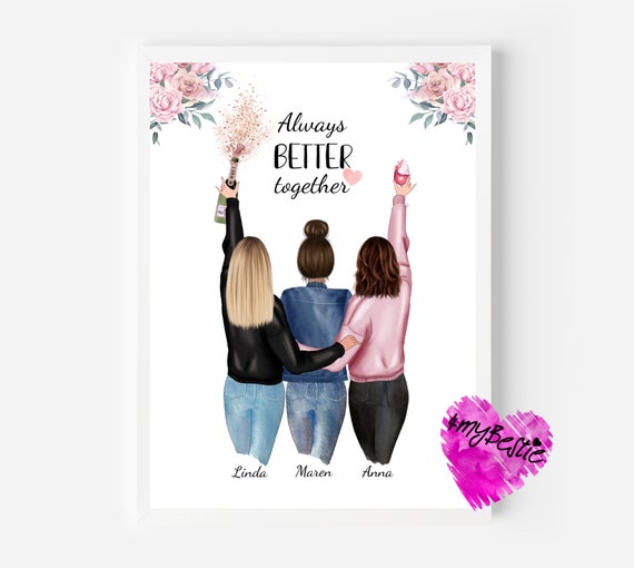 XinHuiGY Amica Bicchieri da vino, Regali Di Amicizia Per Donne, Bicchiere Da Vino Senza Stel, Migliore Amica Bestie Sorella, Regali Di Natale Per Donne, Idea Regalo Amica Speciale
