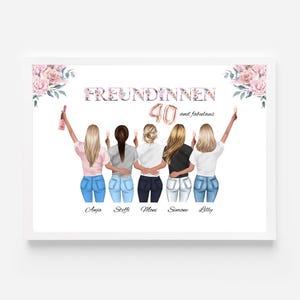 Girlfriends Gift Personalized | 5 Girlfriends Picture Poster | Best Friend Birthday Christmas | Christmas Gift Girlfriends