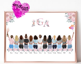 Junggesellinnenabschied Geschenk Personalisiert, JGA Poster, Team Braut, Bachelorette Party, Braut Geschenk Freundinnen, JGA Freundin,#JGA19