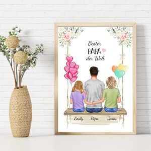 Regalo personalizado para el Día del Padre | Regalo de cumpleaños para el Día del Padre | Póster personalizado para papá e hijos | Regalo de cumpleaños para papá
