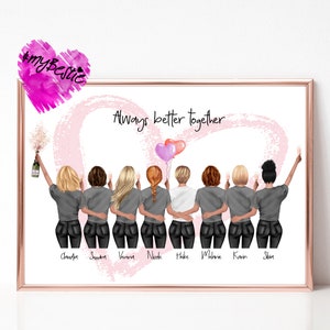 Best friends poster | Birthday gift for girlfriend | 8 girlfriends gift personalized | Girlfriends picture poster | Girlfriend Christmas