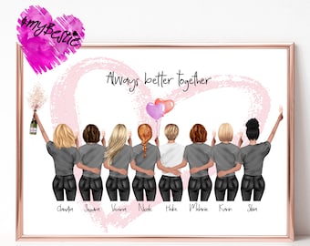 Personalized gift picture 8 girlfriends | Best friend gift | Girlfriends gift birthday Christmas | BFF poster | G98