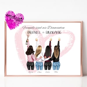 Best friend gift, girlfriend gift birthday, best friends poster personalized, friends gift picture personalized, #G96