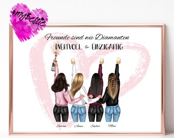 Regalo para mejor amiga, regalo de cumpleaños para novia, póster personalizado para mejores amigas, imagen personalizada para regalo de amigas, #G96
