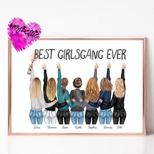 Girlfriends Gift Birthday, Girlfriends Picture Personalized, Best Friend Gift, Best Friends Gift, 7 Girlfriends Poster #G89