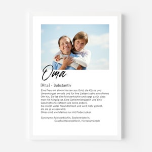 Oma Geschenk Bild personalisiert Poster mit Foto und Definition Oma Personalisiertes Geschenk Oma Geburtstag Weihnachten Muttertag  DF9