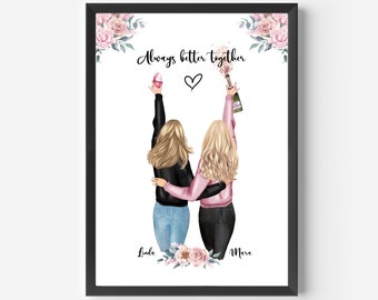 Best Friend Gift Picture Personalized, Gift Best Friend Poster Birthday, Girlfriends Gift, Christmas Gift, No.B46