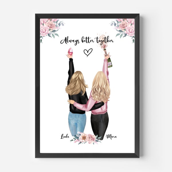 Best friend gift picture personalized, gift best friend poster birthday, girlfriends gift, Christmas gift, No.B46