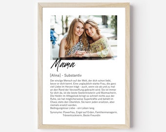Definition Mama Poster | Fotogeschenk für Mutter | Geschenk Mama | personalisiertes Poster | Weihnachtsgeschenk Mama | Geschenk Weihnachten
