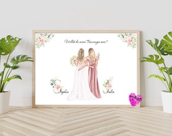 Regalo con pregunta para la dama de honor | Gracias a la dama de honor | Regalo con foto para damas de honor | Regalo personalizado para la dama de honor | Regalo para damas de honor