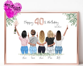Regalo para la mejor amiga, foto de regalo de 5 amigas, regalo de cumpleaños para novia, regalo de cumpleaños personalizado para la mejor amiga, #G73
