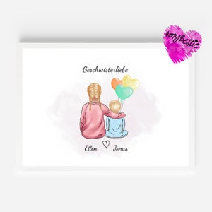Regalos para niños |  Imagen personalizada hermanos | Alegría para la habitación de los niños, cumpleaños, Navidad.