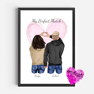 Paar Bild | Poster Pärchen | personalisiertes Geschenk für Männer und Frauen | Geschenk zum Jahrestag Verlobung Einzug Hochzeitstag |P27