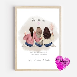 Girlfriends gift picture personalized | Gift for the best friends personalized | Poster Best Friend | Birthday gift