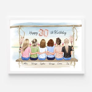affiche personnalisée 6 copines | Cadeau du meilleur ami | Photo de copines | Cadeau petite amie | Cadeau d'anniversaire | collègues