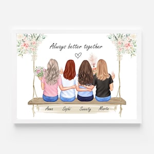 Beste Freundin Geschenk zum Geburstag oder Weihnachten | personalisiertes Geschenk | Geburstagsgeschenk für Sie | Geschenkidee 4 Freundinnen