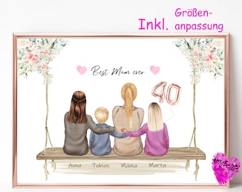 Foto de família personalizada | Presente de Dia das Mães para crianças | Foto personalizada para a mãe | Presente de aniversário | Presente de Natal para a mãe