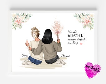 Geschenk für die beste Freundin personalisiert | Beste Freundinnen Poster | Geburstagsgeschenk | Bild Freundinnen DIGITAL | BFF