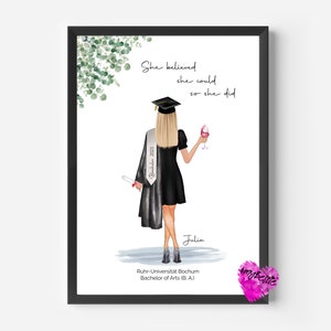 Graduierung Geschenk personalisiert | Abitur Geschenk | Abschlussgeschenke Tochter | Abitur bestanden | Bachelor Master Absolventin Geschenk